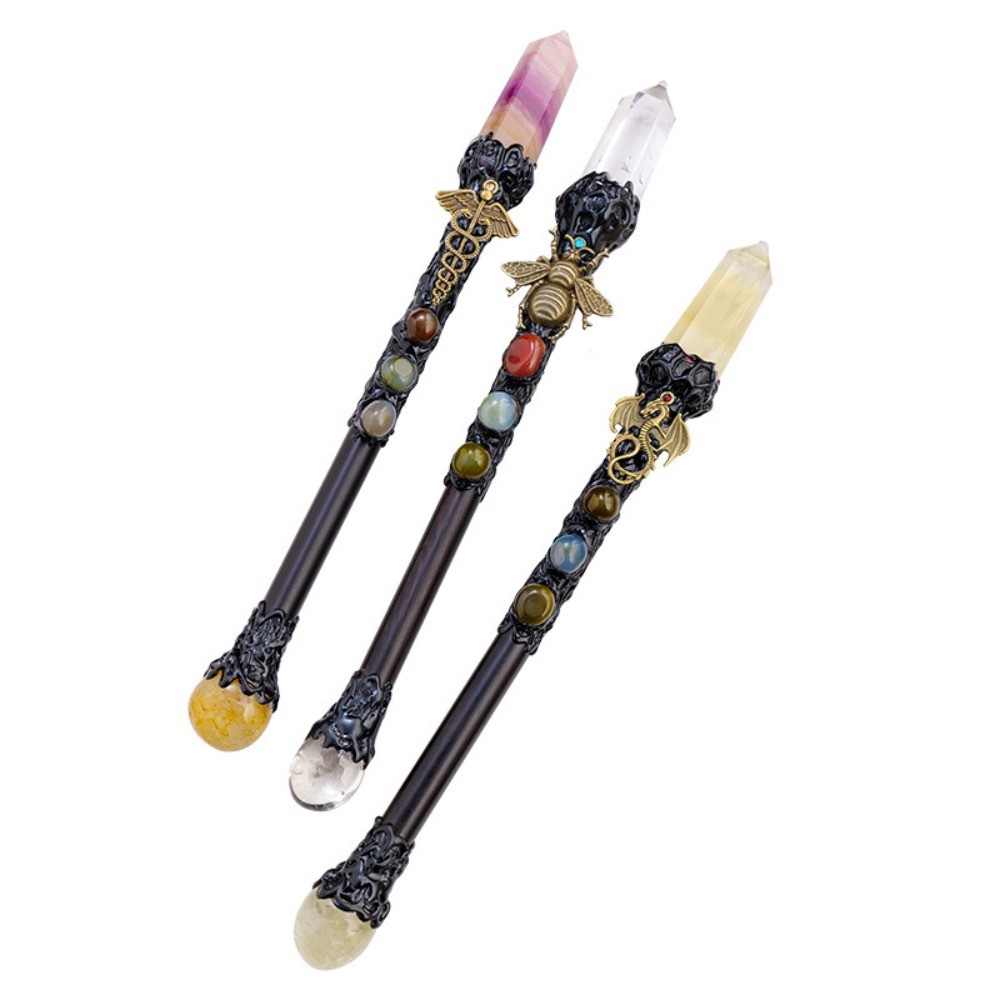 Natural Crystal Point DIY Magic Wand,Gemstone Column Wand Meditation Craft 1pcs