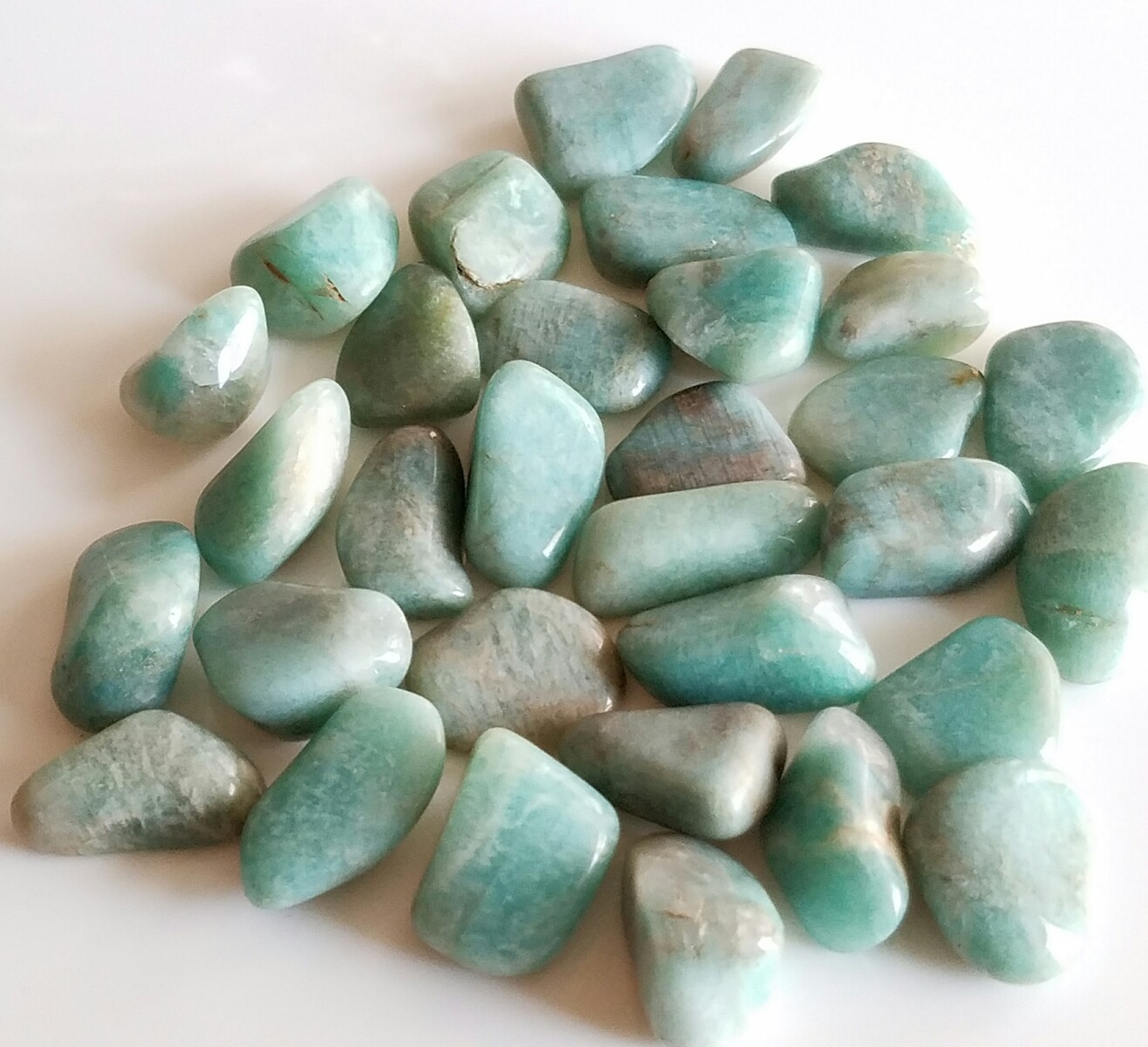 1/2 lb Tumbled Amazonite Gemstone Crystals 30-60 Stones Blue Green Rock Specimen