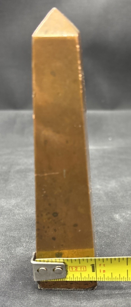 Solid Copper 4.25” Tall Obelisk Meditation Energy Grounding Paperweight 14oz