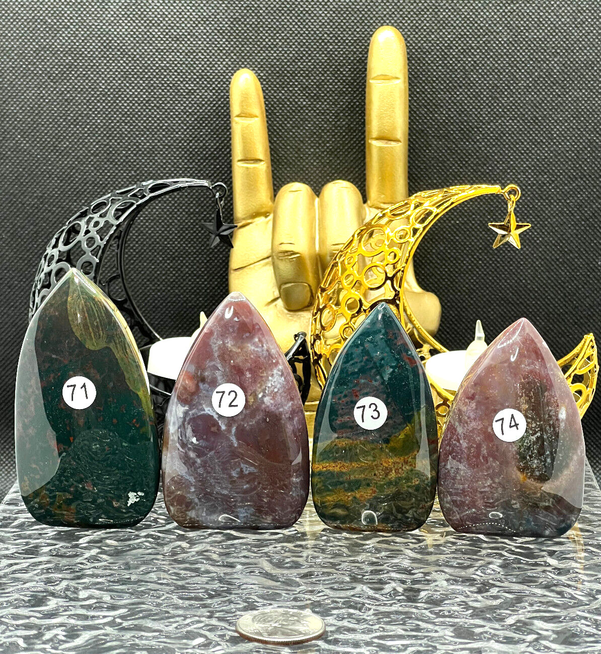 Natural Colorful Ocean Jasper freeform Flame Tear HQ High Polish L@@K Free ship
