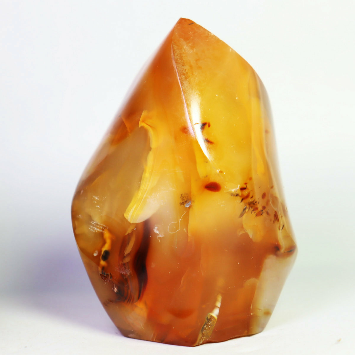 198g Red Orange White Carnelian Agate flame Quartz Crystal Freeform Madagascar