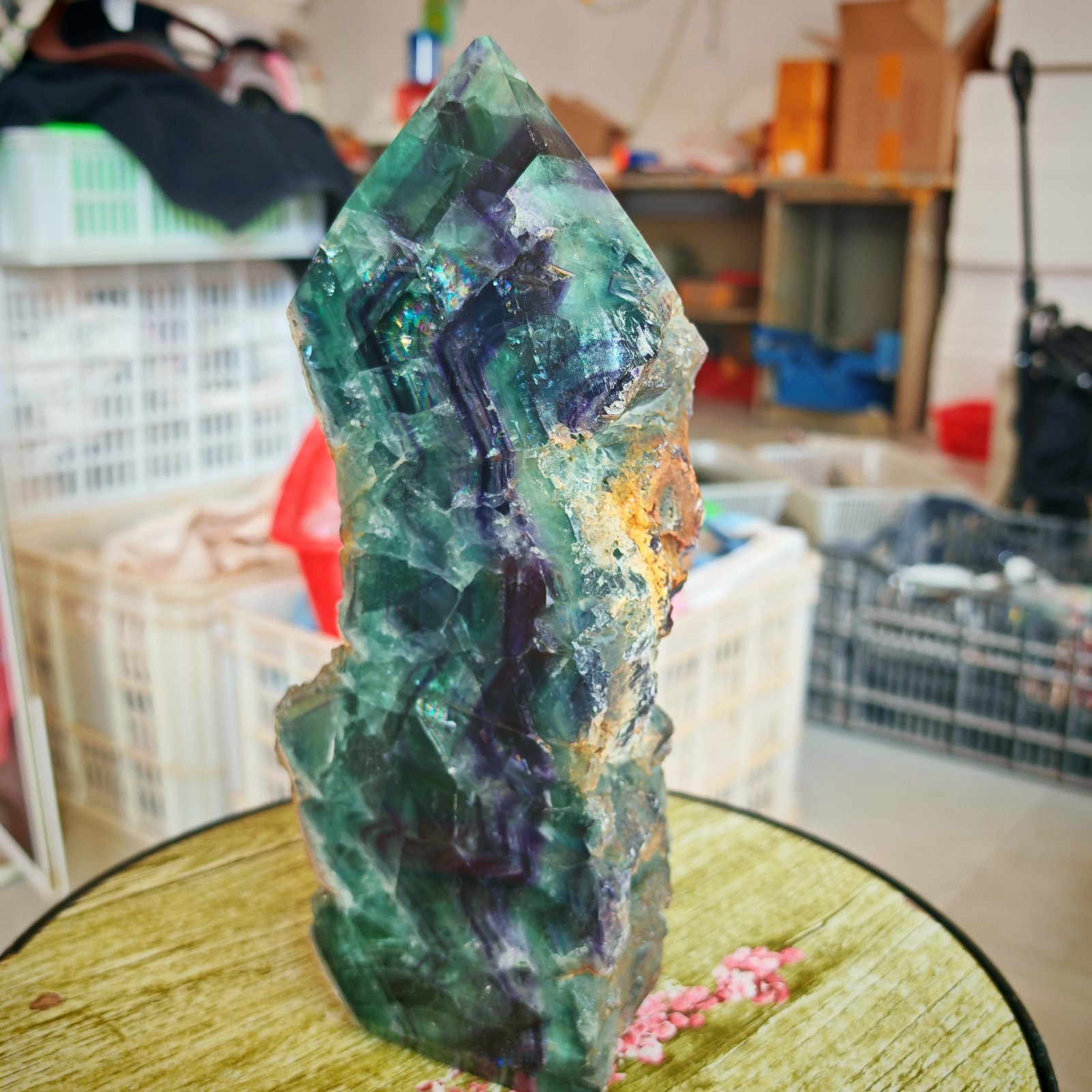 6.16LB Restoration of Natural Colored Fluorite Crystal Specimens 2800g