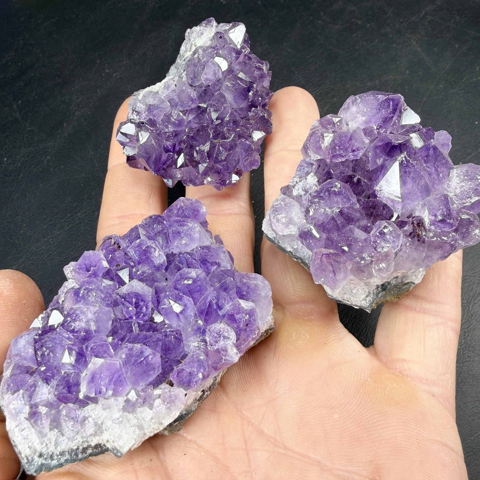 Lot of 3 Amethyst Quartz Crystal Clusters from Uruguay *Video
