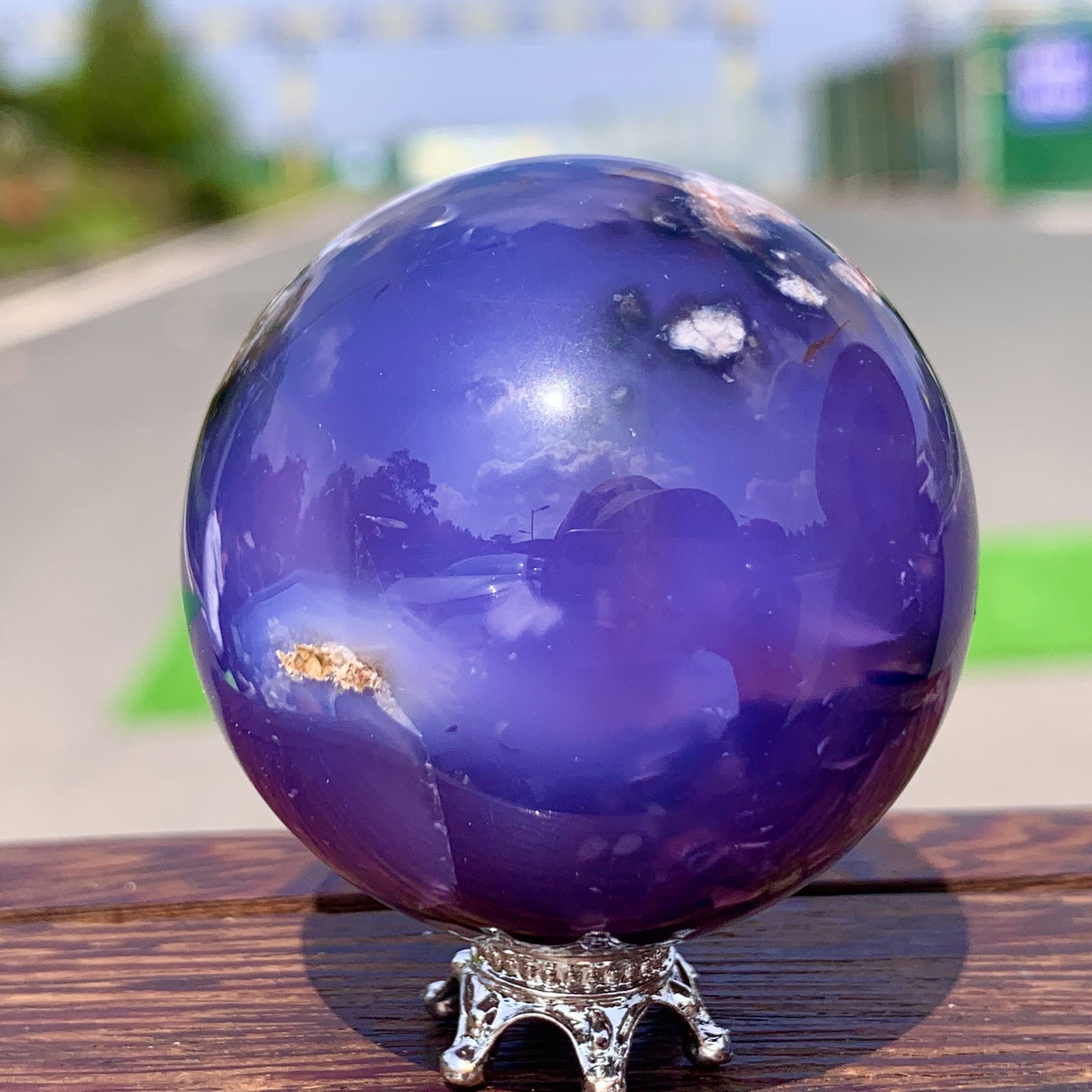 105G Natural Sakura Agate Quartz Sphere healing ball Specimen