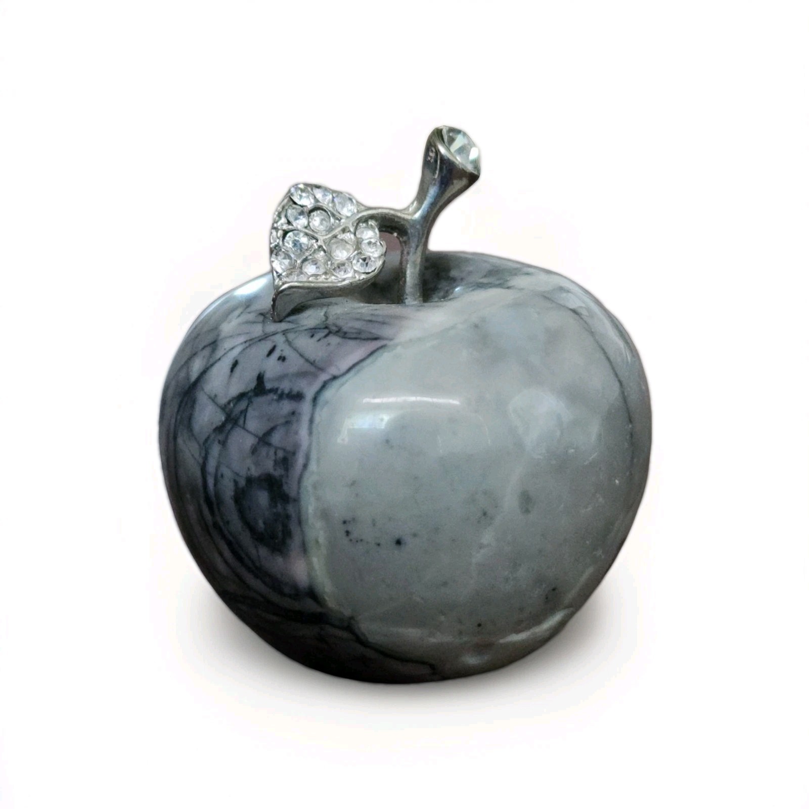 Polished Small Black Vein Jasper Apple Carving 1.75″ – USA