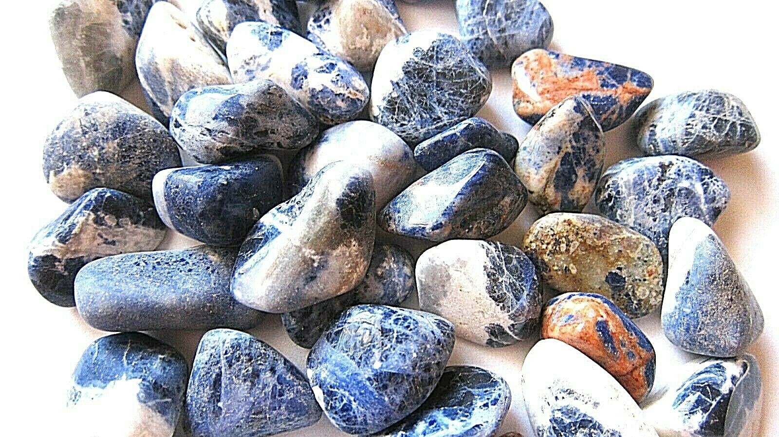 Three Sodalite Tumbled Stones 25-30mm Large Healing Crystals Psychic Insight