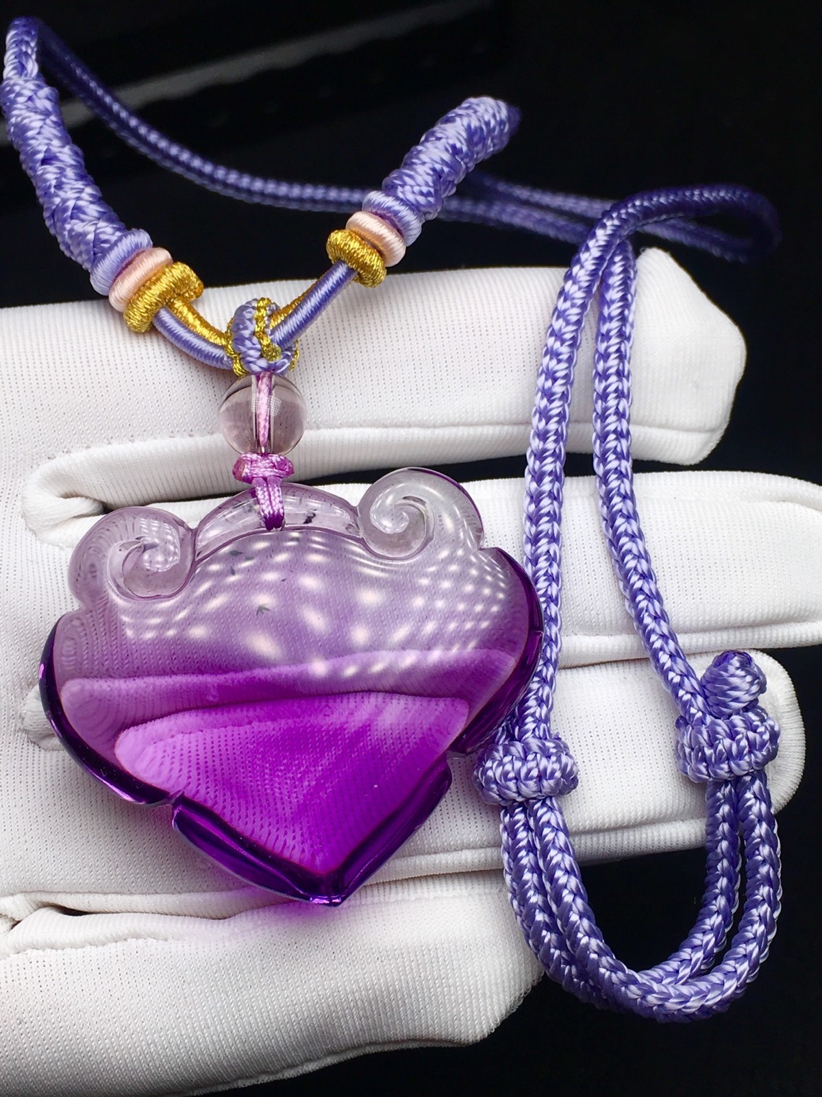 Natural Amethyst Lock Safety Pendant, Safe Blessing Relieve Anxiety Jewelry Gift