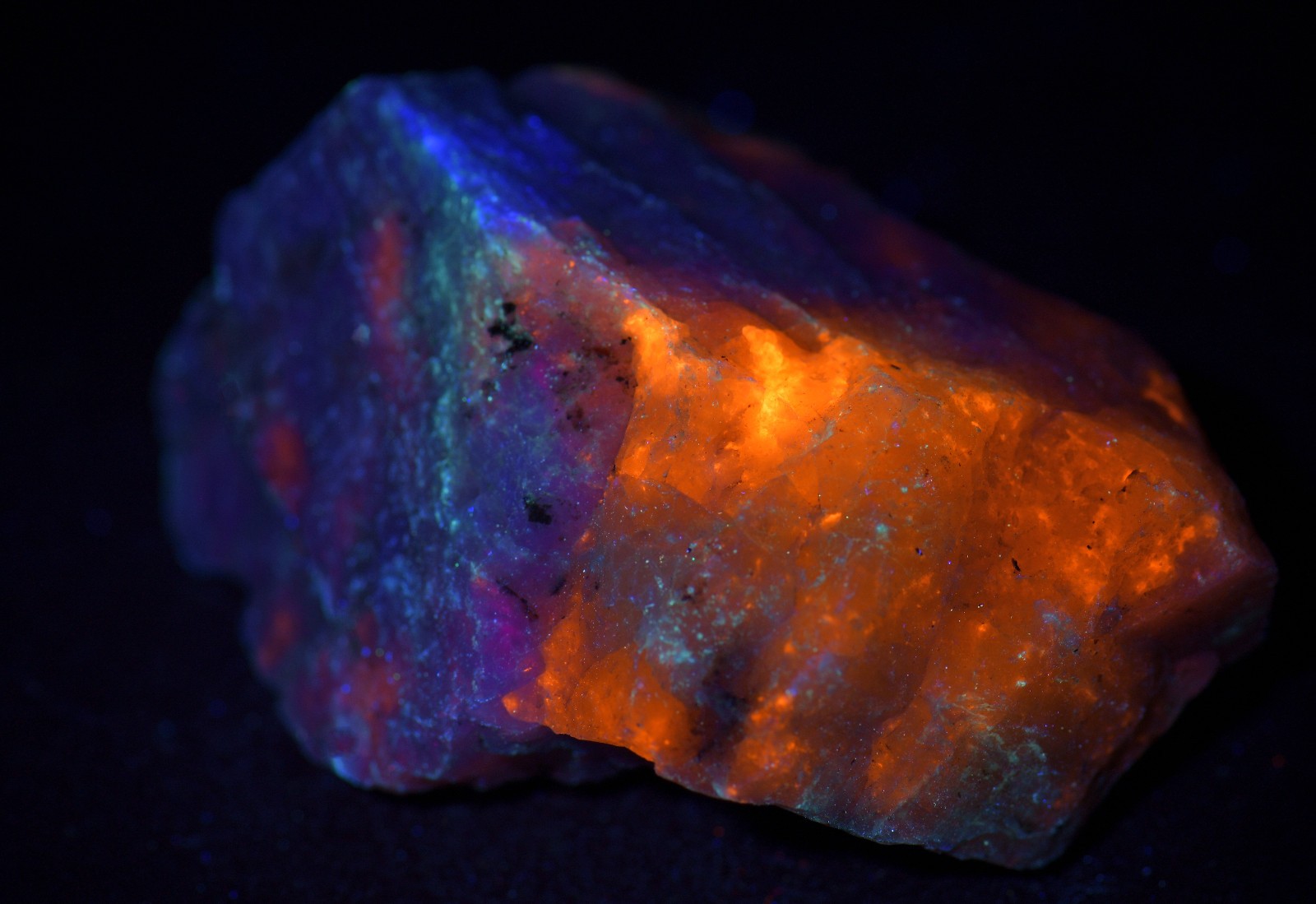 Hackmanite in Nepheline, fluorescent. Bancroft, Ontario, Canada. 118 grams.