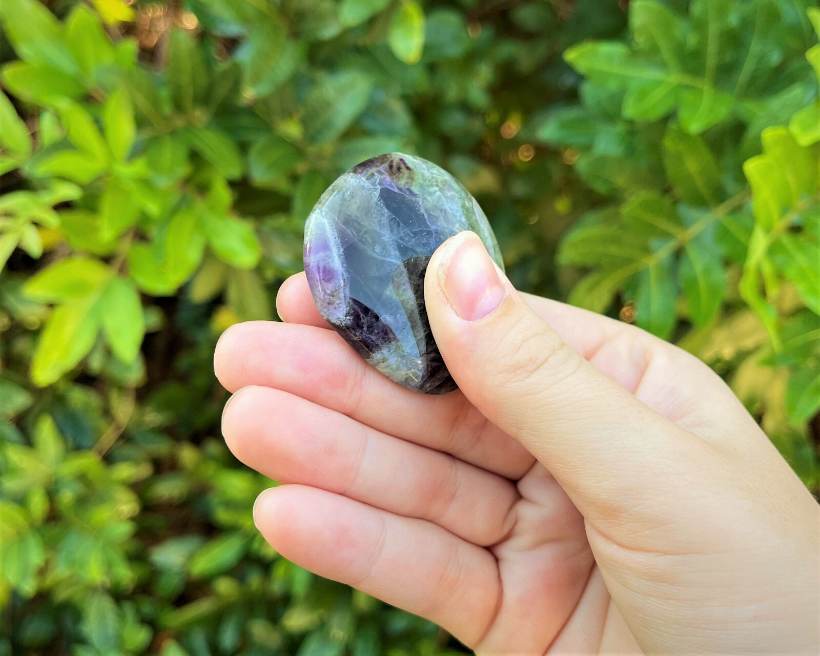 Fluorite Palm Stone MEDIUM (Smooth Polished Fluorite Gemstone Worry Stone)