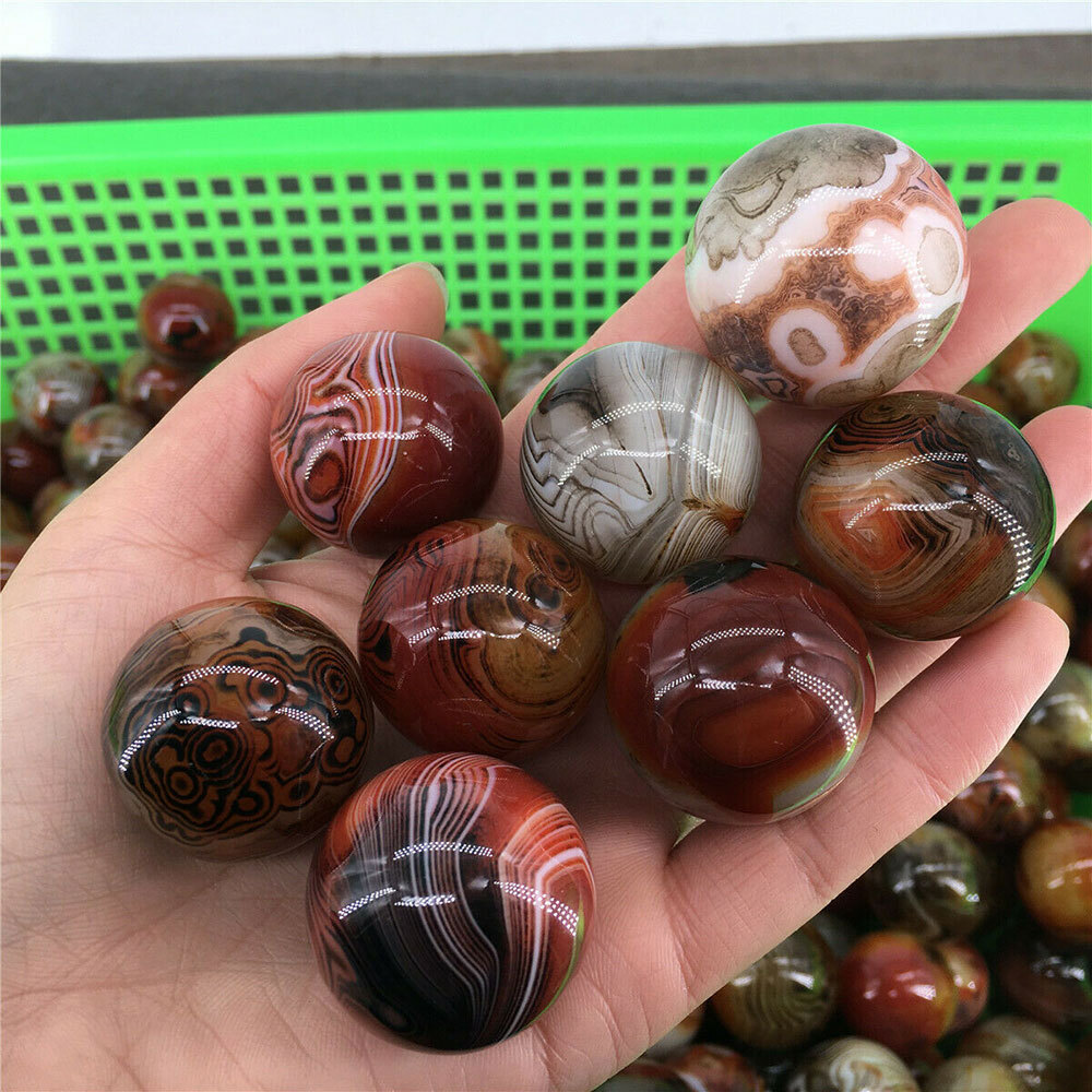 2Pc Natural Silk agate ball Quartz Crystal Sphere Ball Reiki Healing Gemstone