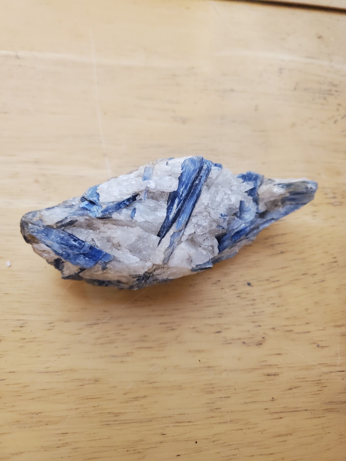 Large Natural Blue Kyanite with Quartz Mica Rough Crystal Specimen (12 – 15 oz)