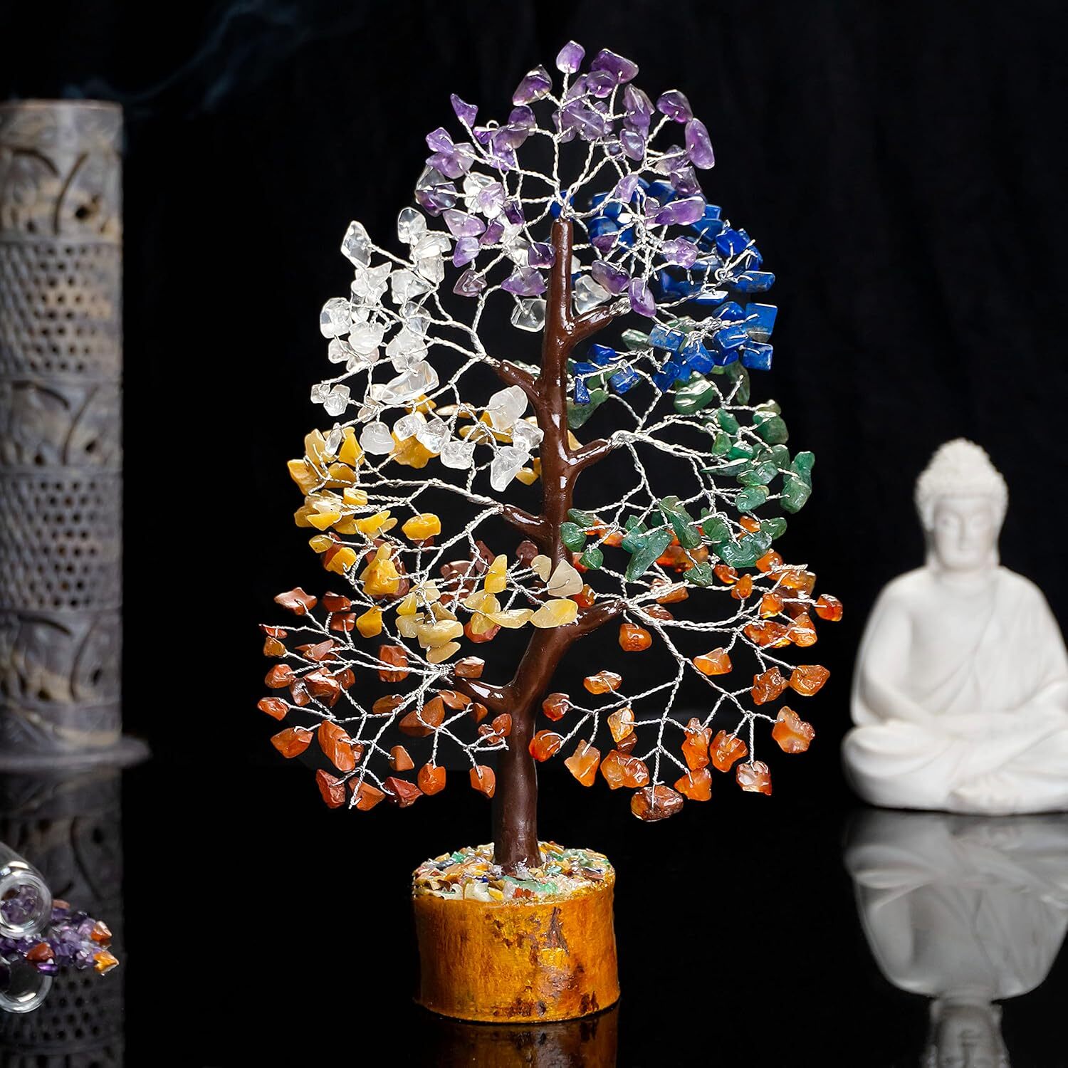 HindCraft 7 Chakra Tree of Life Healing Crystals Meditation Artificial Tree