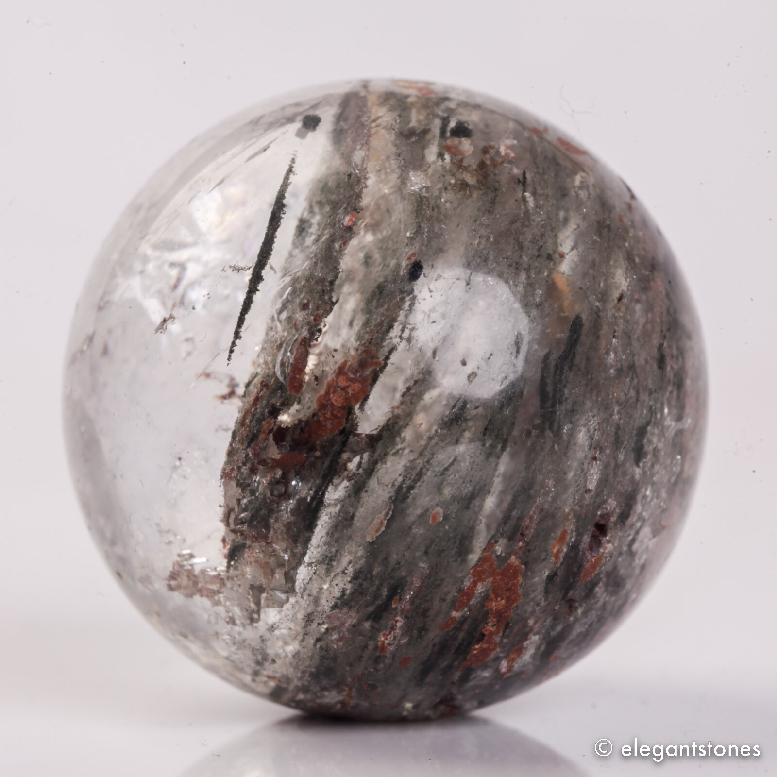51g33mm Natural Garden/Phantom/Ghost/Lodolite Quartz Crystal Sphere Healing Ball