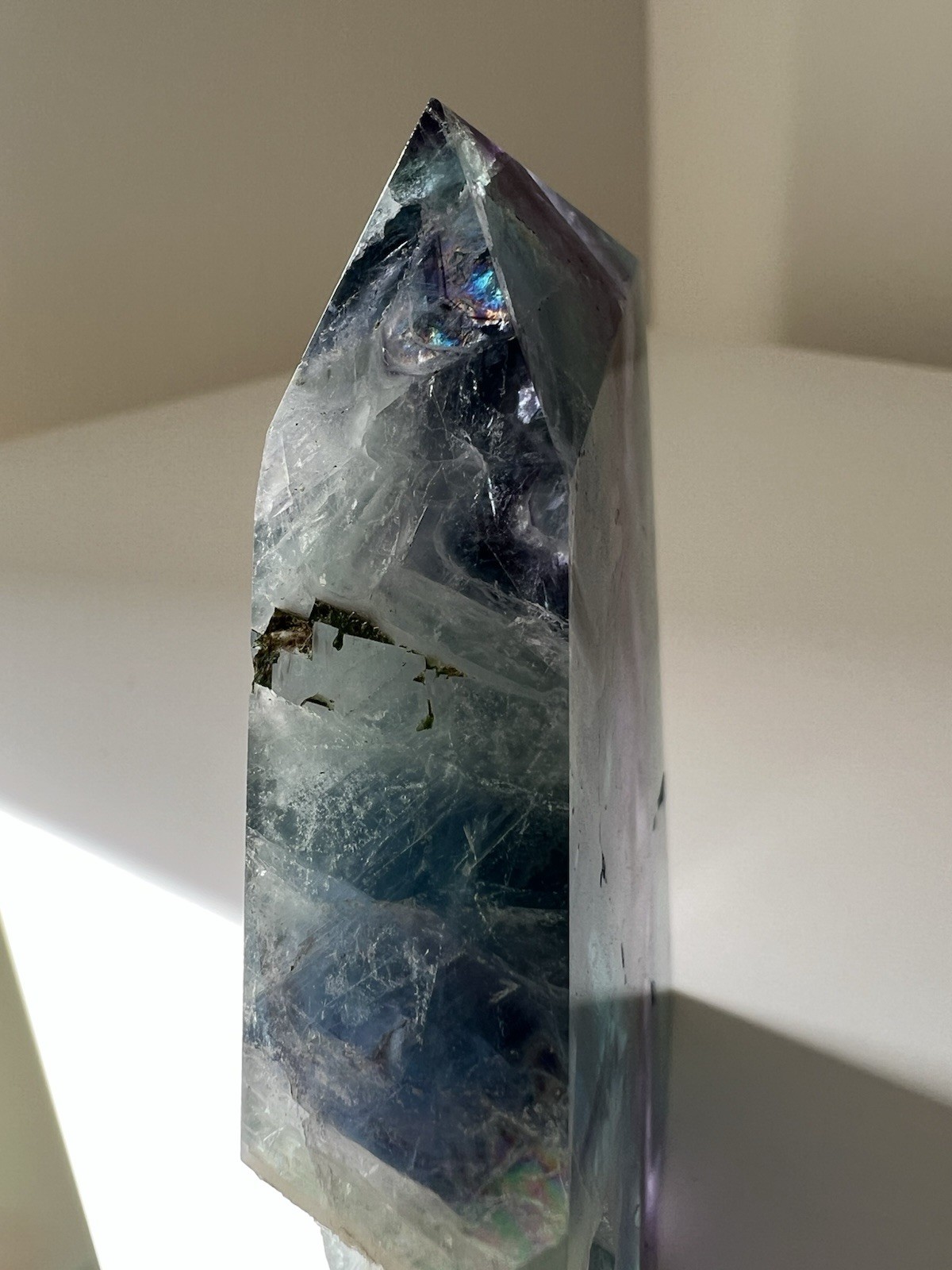 319g – Rainbow Fluorite | Freeform Point |Slab Style with Natural Edge