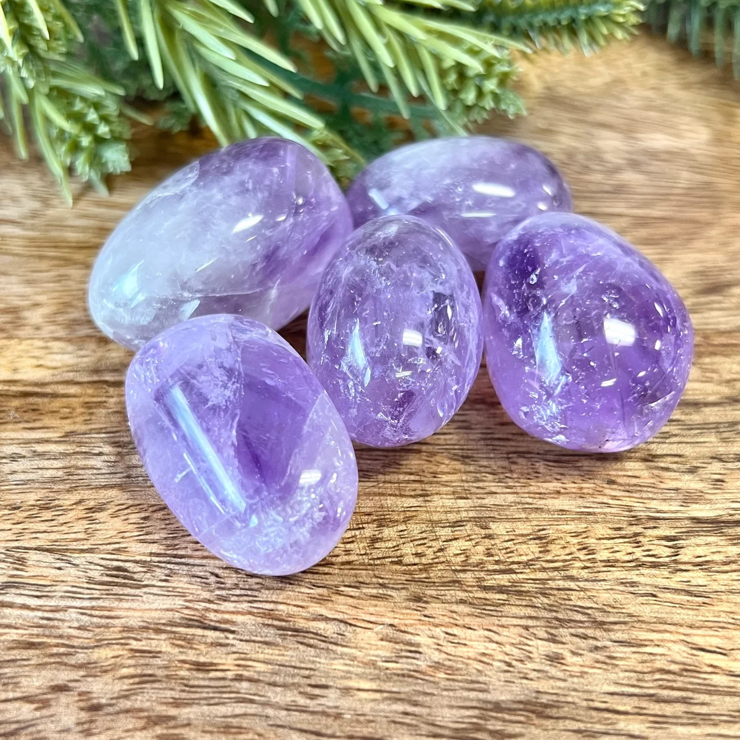 3Pcs Amethyst Tumbled Pocket Stone Polished Palm Stone Crystal Collection Gifts