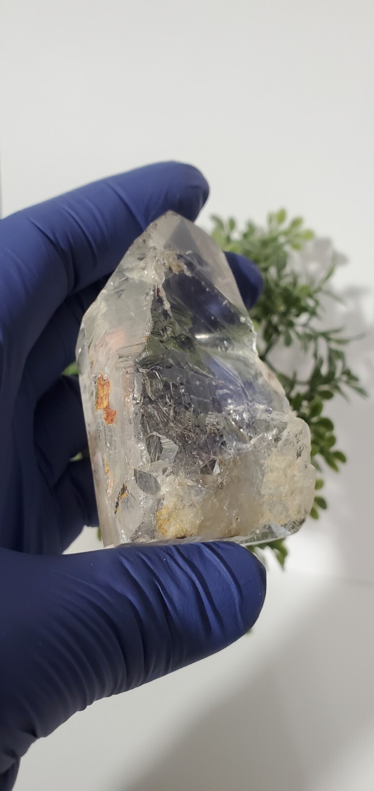 100g Natural Clear Quartz Freeform , One Side Raw Semi Polished