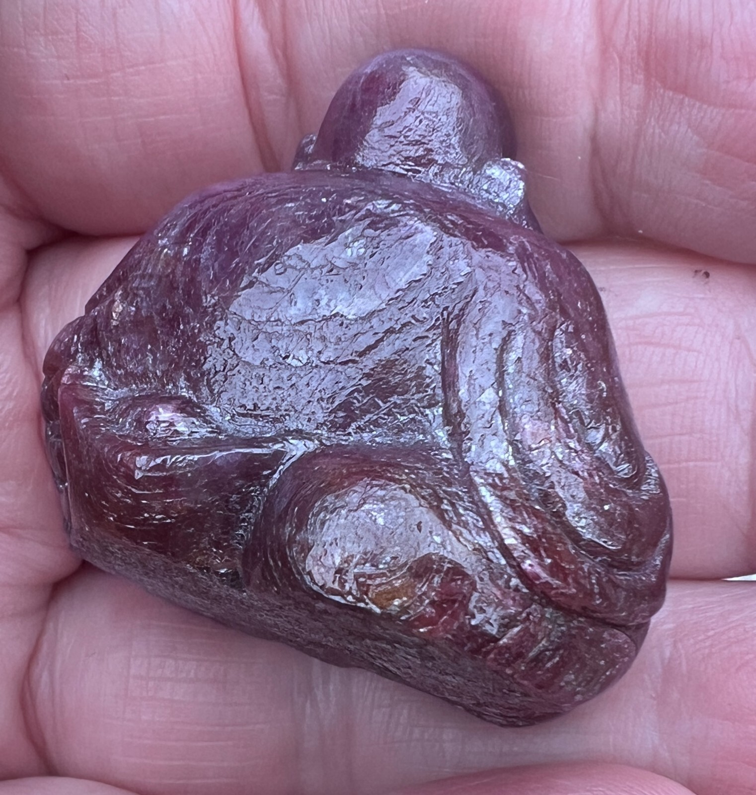 TOTALLY NATURAL REAL RUBY GEMSTONE BUDDHA STATUE CARVING UNHEATED 230 CT.