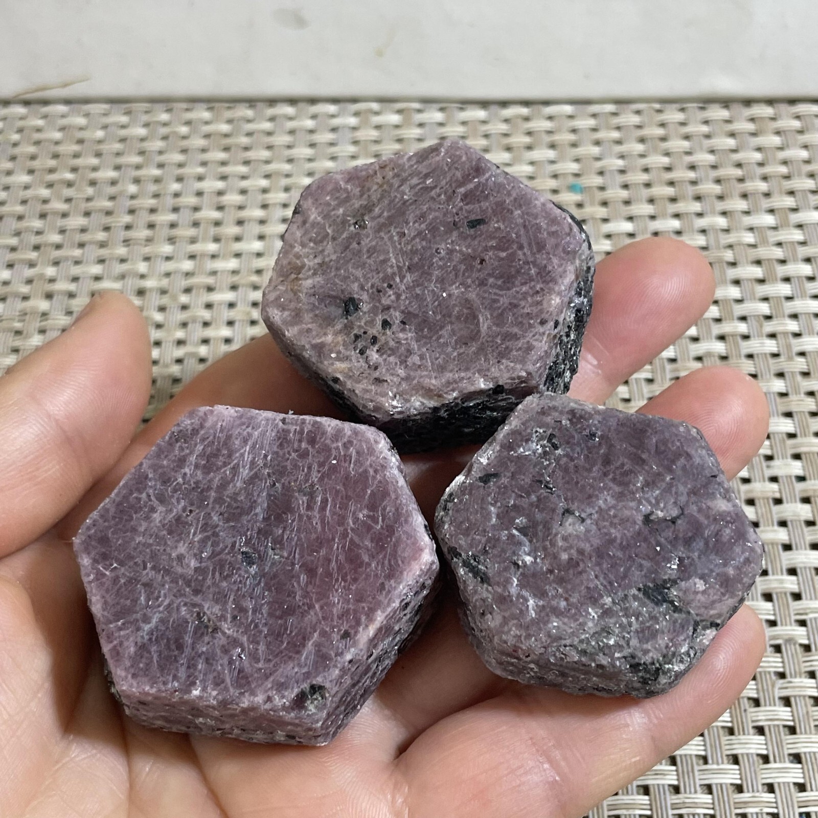 3pc 233g Natural Red Corundum Ruby Crystal Rough Mineral Specimen