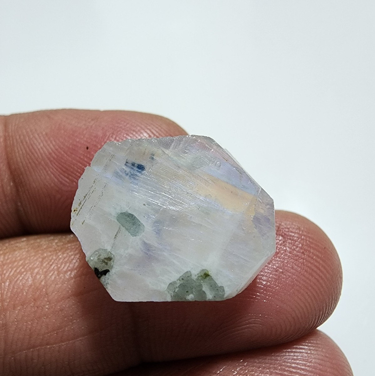Superb White Rainbow Moonstone Power Blue Fire Rough Loose Gemstone Jewelry 32Ct