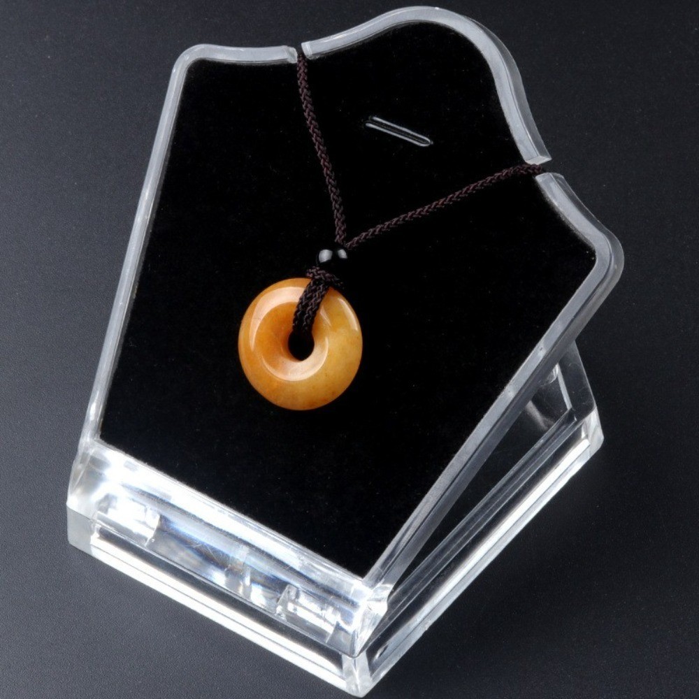 Crystal Agate Donut Pendant – Energy Healing Stone Ping An Kou Cord Necklace