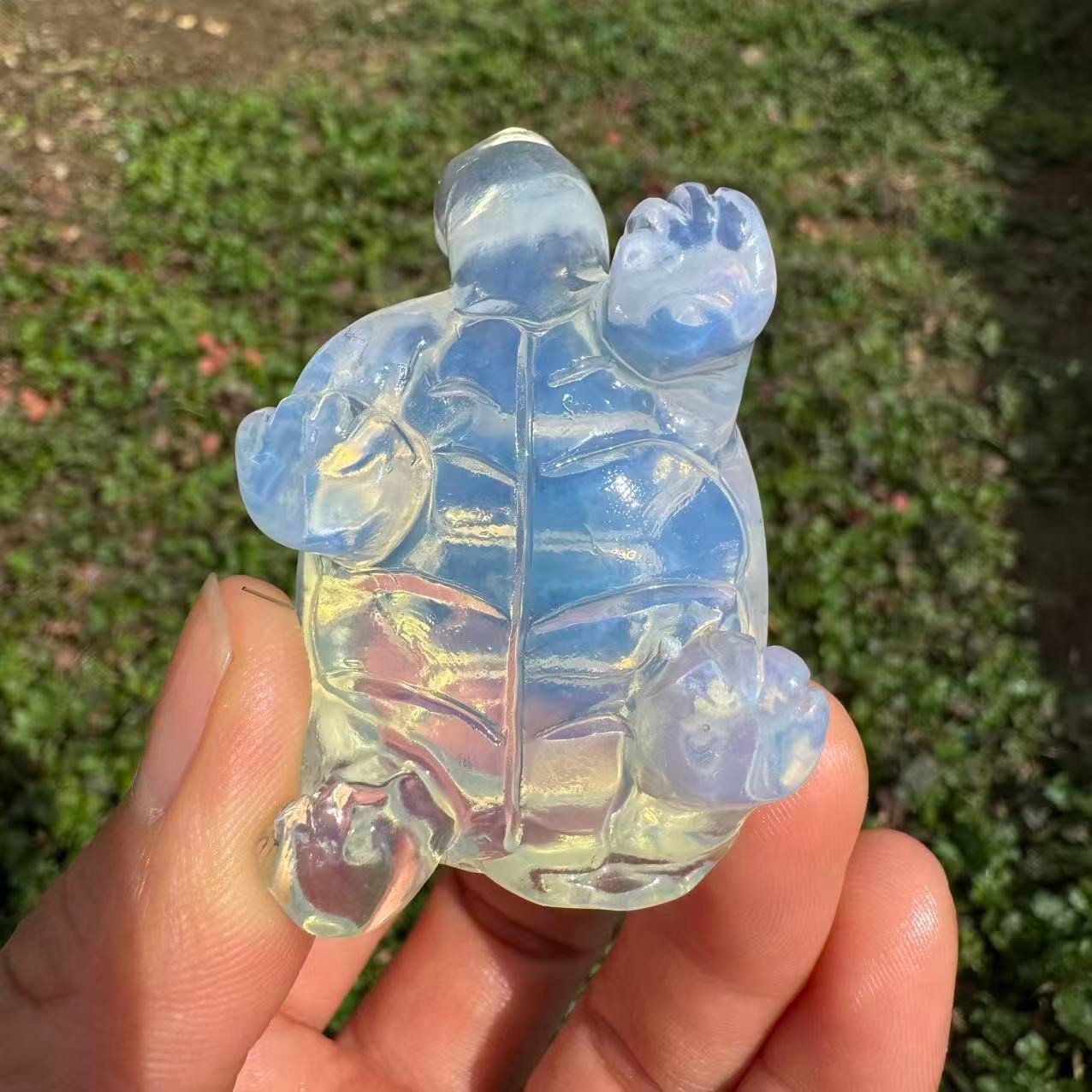 2.3″ hand carved opal turtle Quartz Crystal reiki healing 1pc