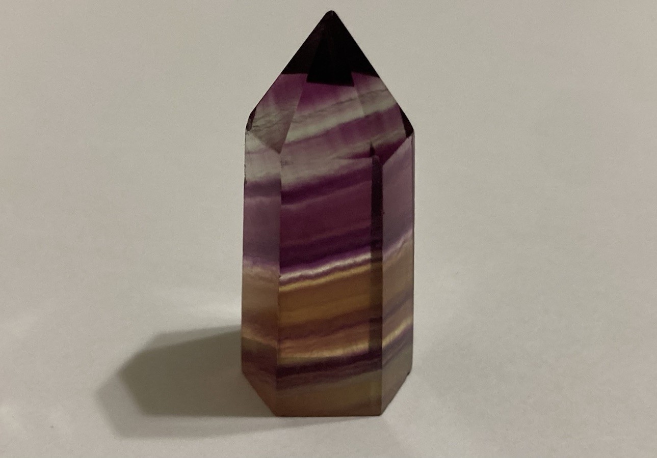 29G Purple Carved Cut Polished Fluorite Crystal Tower Point Stone Specimen Decor
