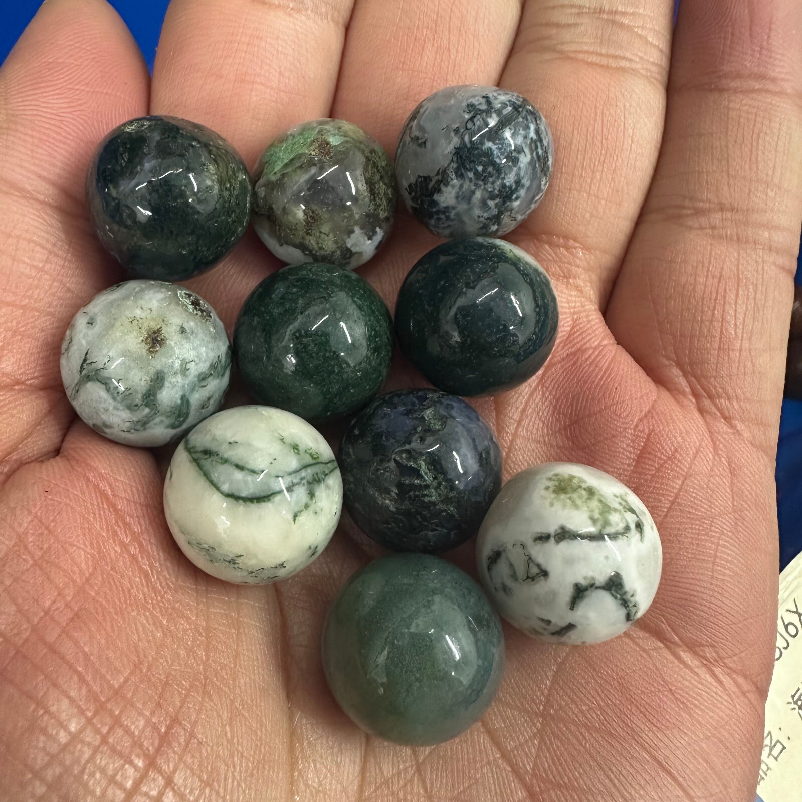 5PC Natural Moss Agate Ball Quartz Crystal Sphere Energy Healing Stone Gift