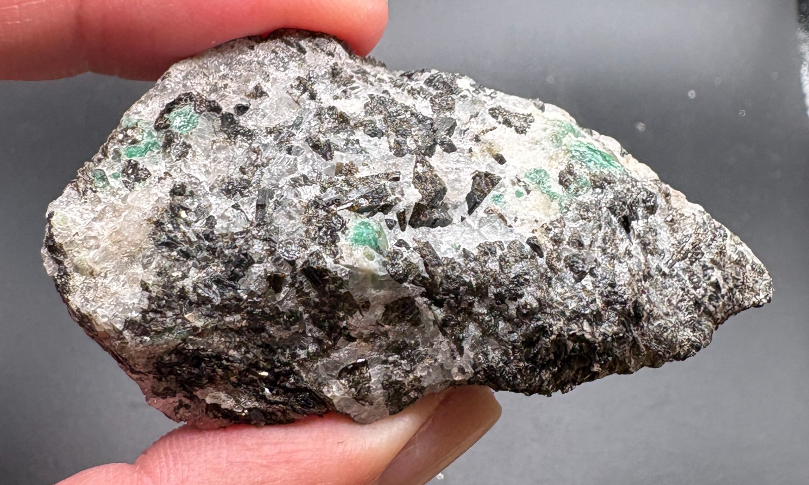 63 gram Crabtree Emerald Mine emeralds on matrix specimen – North Carolina