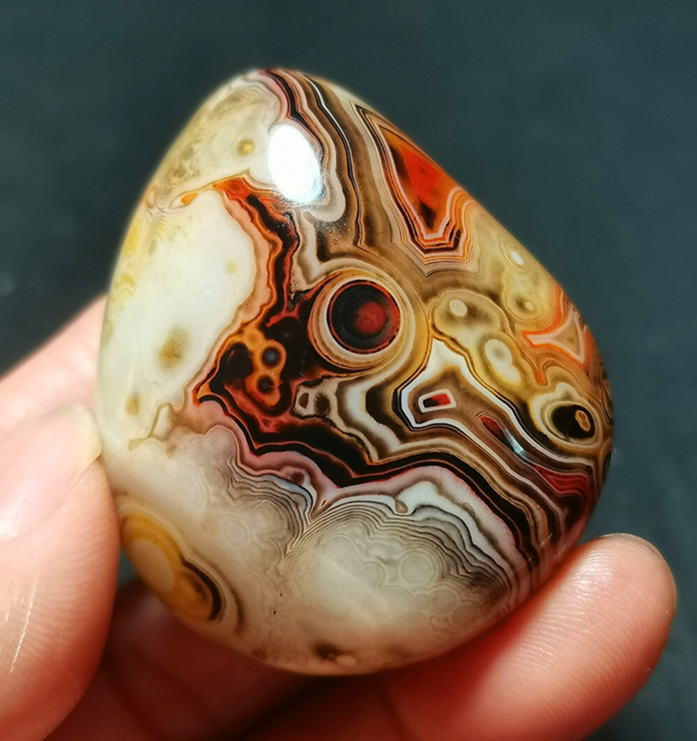 TOP 70G Natural Polished Silk Banded Lace Agate Crystal Madagascar R1362