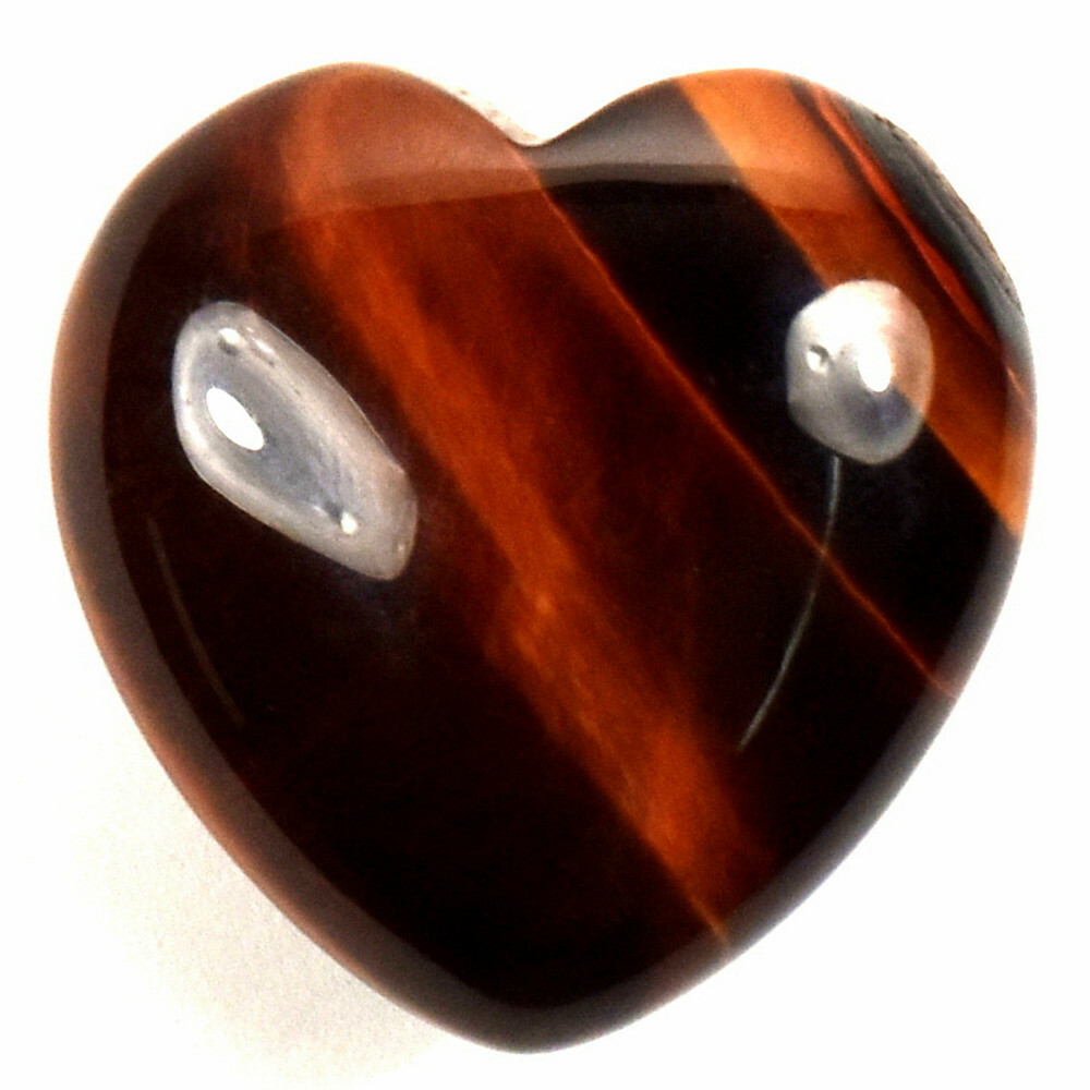 30mm Red Tiger Eye Puffy Heart Polished Chatoyant Crystal Mineral – Africa (1PC)