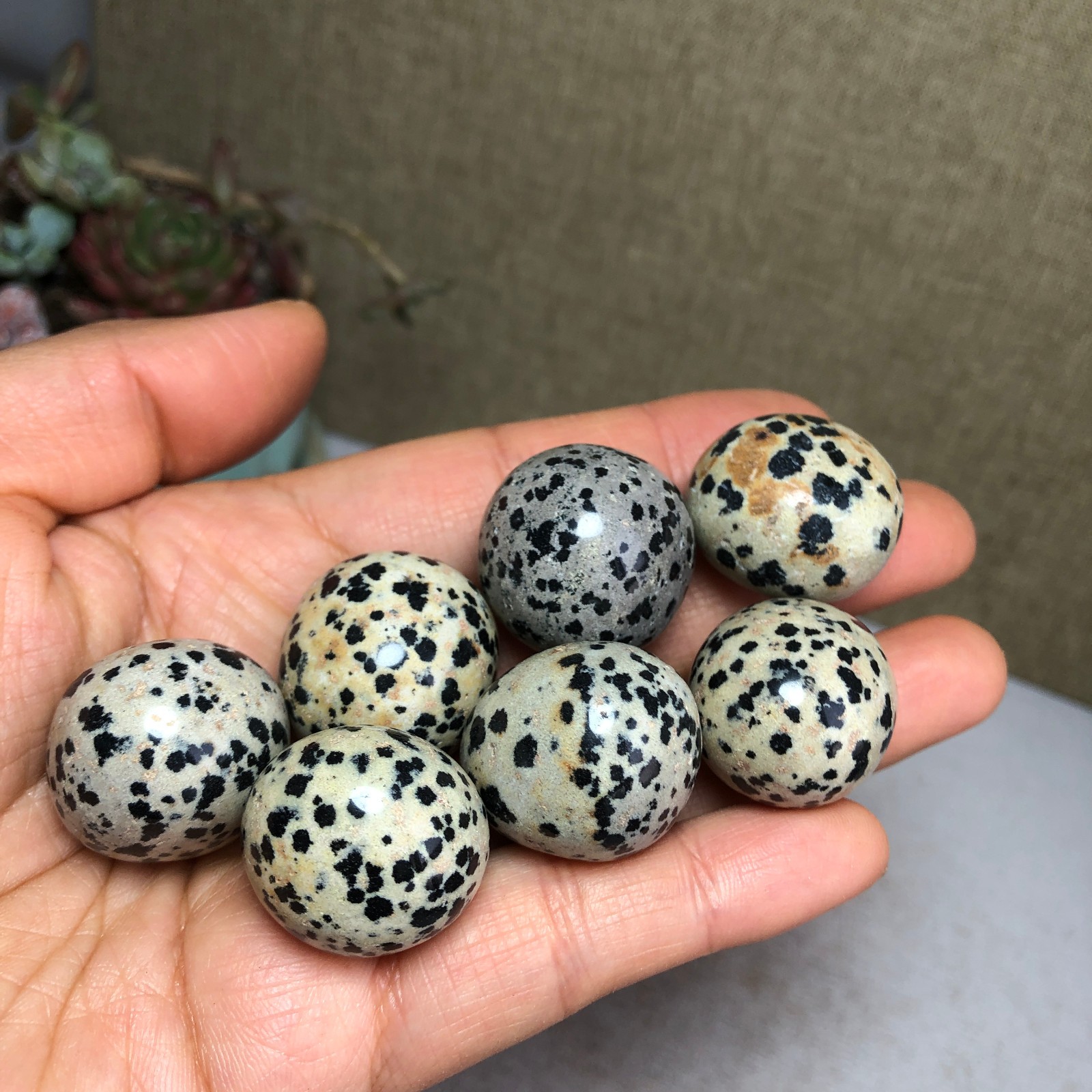 7pcs Natural Yellow spotted stone semi-precious Crystal specimens 119g A3584