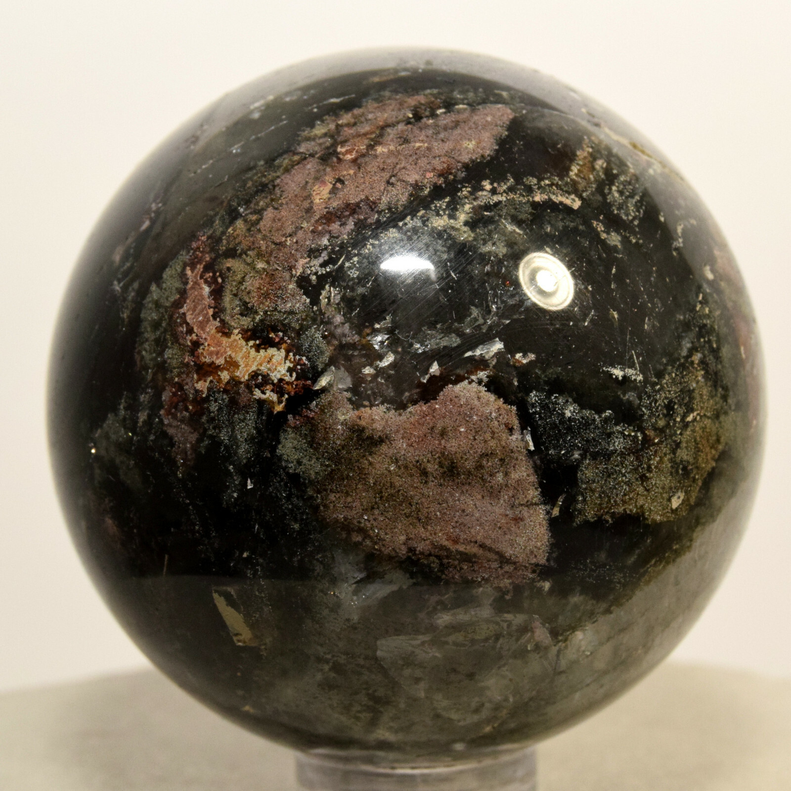 46mm Rainbow Chlorite Quartz Sphere Natural Green Red Phantom Mineral Ball China