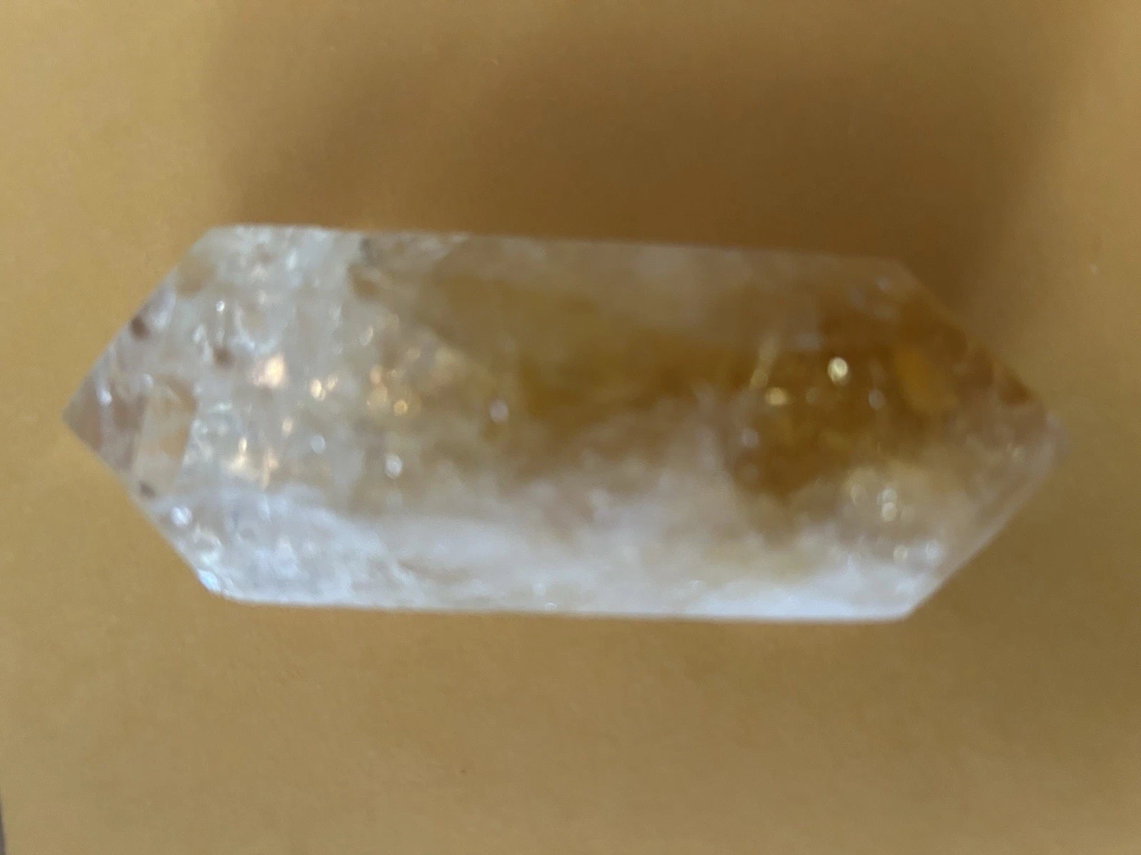 Natural Double Point Citrine Crystal 5.02 oz 4 in long 1.5 in wide yellow