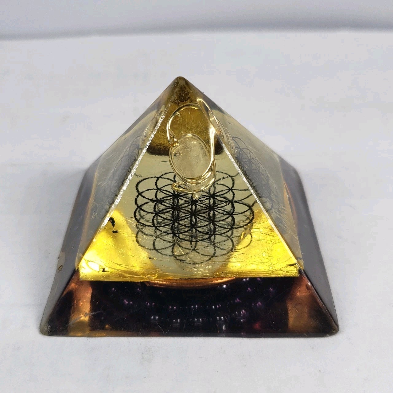 Pyramid Orgone Energy Device- Lite Light Michelle Hood- Moldavite Zincite Quartz
