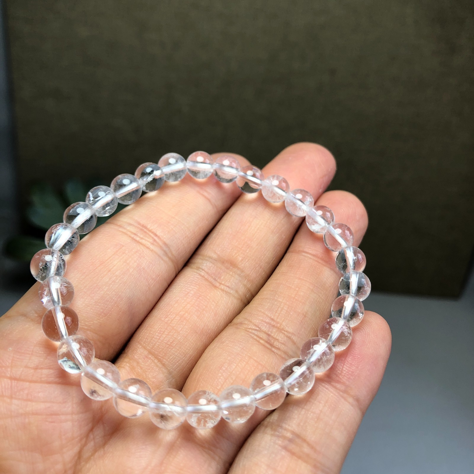 2Pcs Wholesal Natural white crystal bracelets Crystal ball sphere ball 6mm