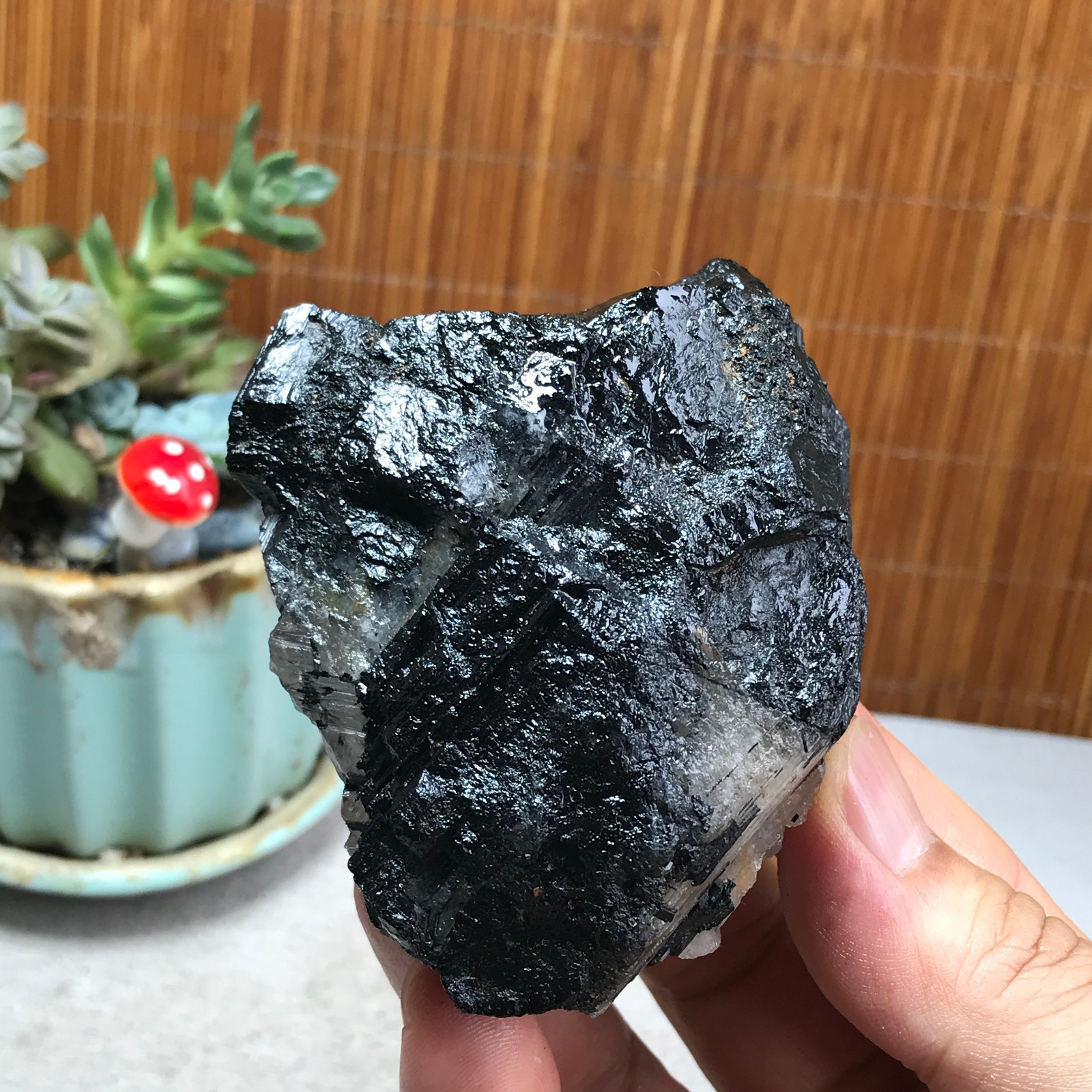 266g Natural Beautiful Black tourmaline Quartz specimen Crystal Healing A6193