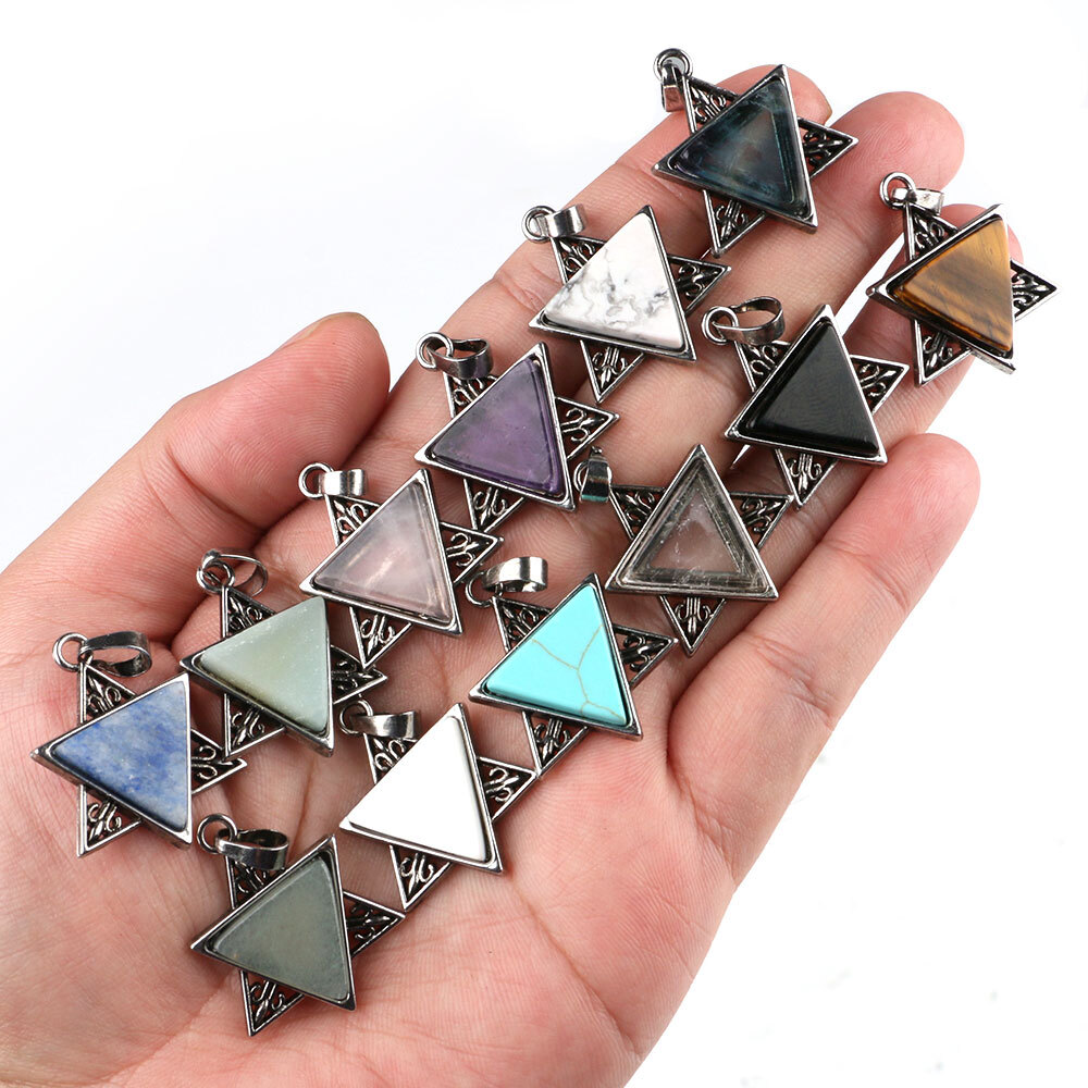 Chakra Crystal Pentagram Star Triangle Bead Pendants Magic Reiki Healing Amulet