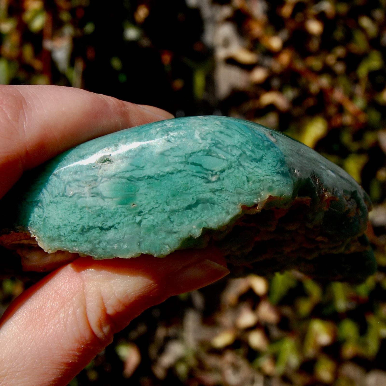 6.75in 436g XL Mtorolite Chrome Chalcedony Crystal Slice, Zimbabwe mtl6