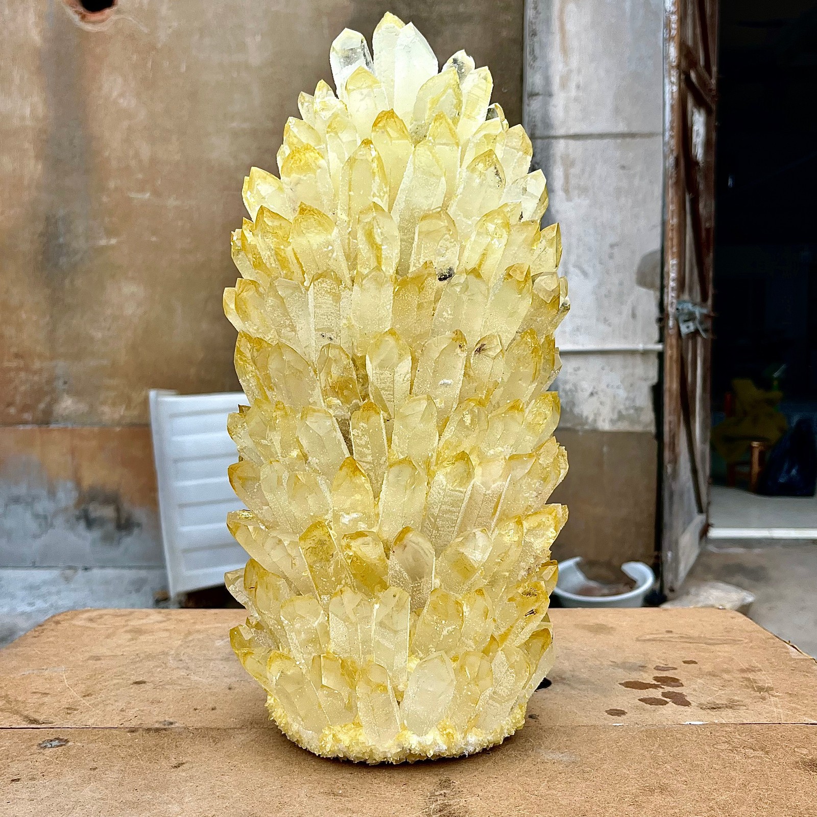 31.06LB Yellow Ghost Phantom Crystal Cluster Flower Raw Crystal Heal Quartz Deco