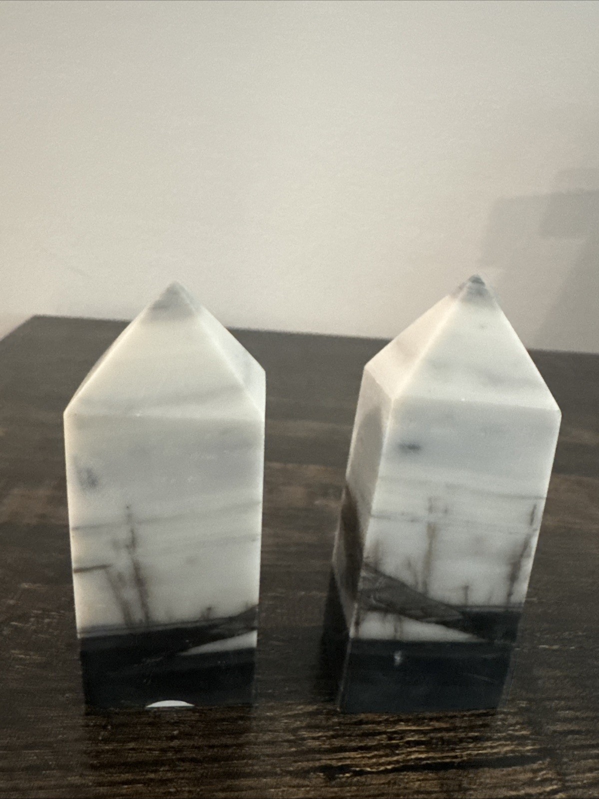 Zebra Jasper Crystal Tower Set Of Two 231 Grams 3.25”