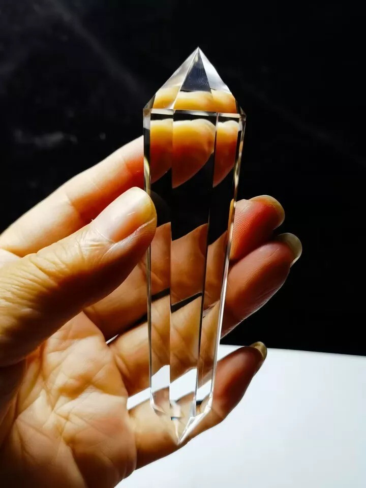 Tibetan High Altitude 99% Clear 8 Sided Crystal Quartz Vogel Style Wand 4.05”