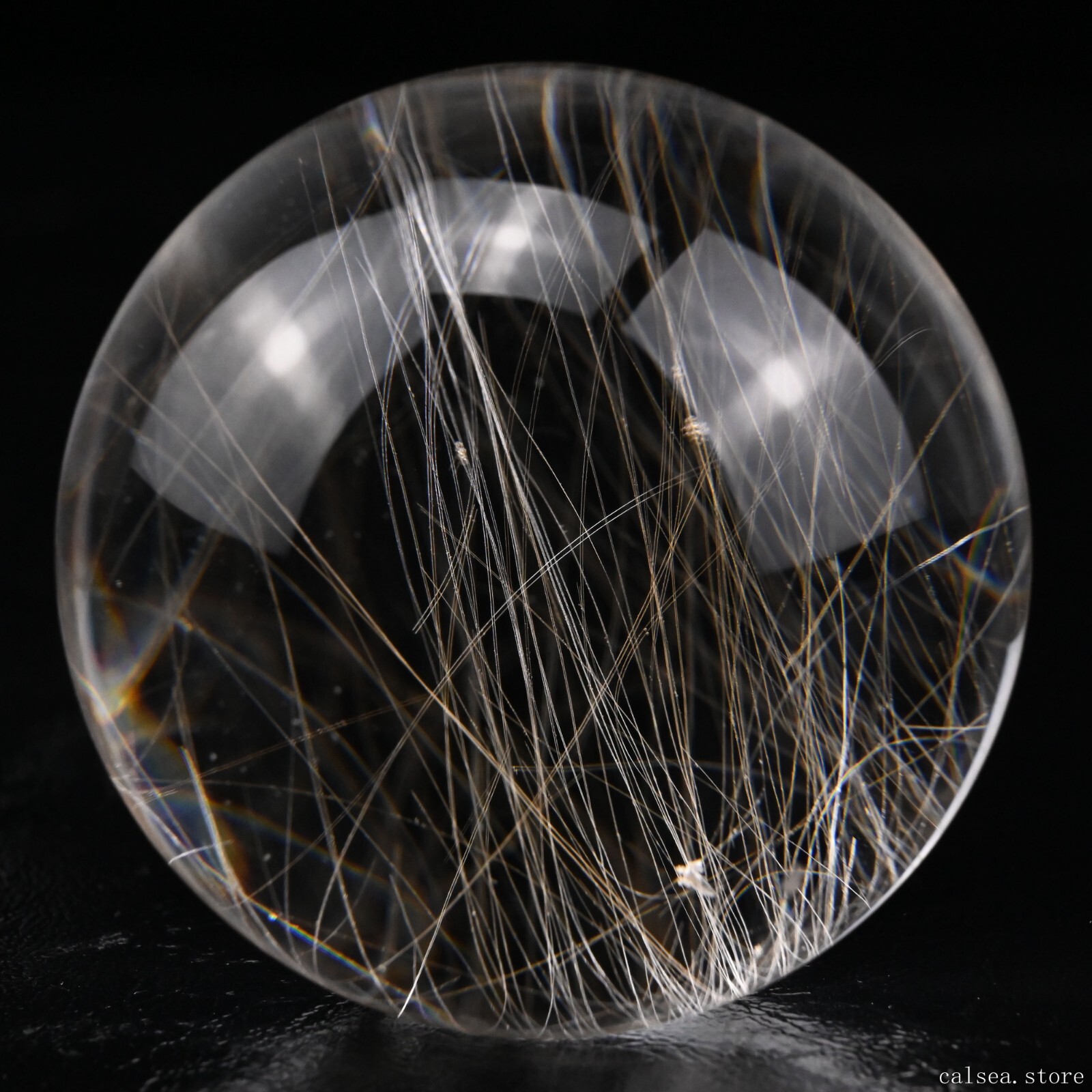 2.09” Golden Rutilated,Rutile Sphere Crystal Healing Hand Carved Crystal Sphere