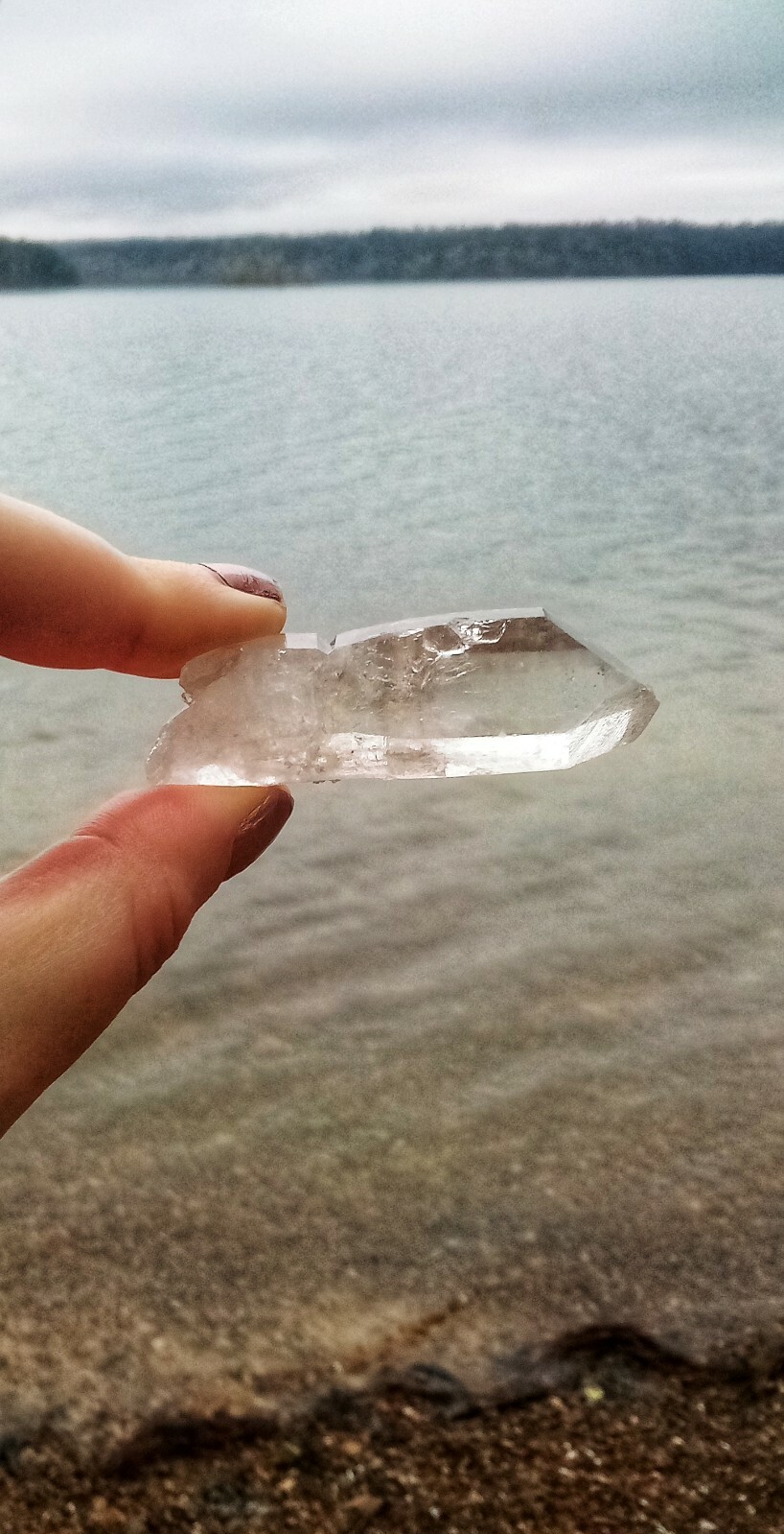 Double-terminated Lt. Smoky Quartz Point W/ Optical Clarity & Space Fish Detail