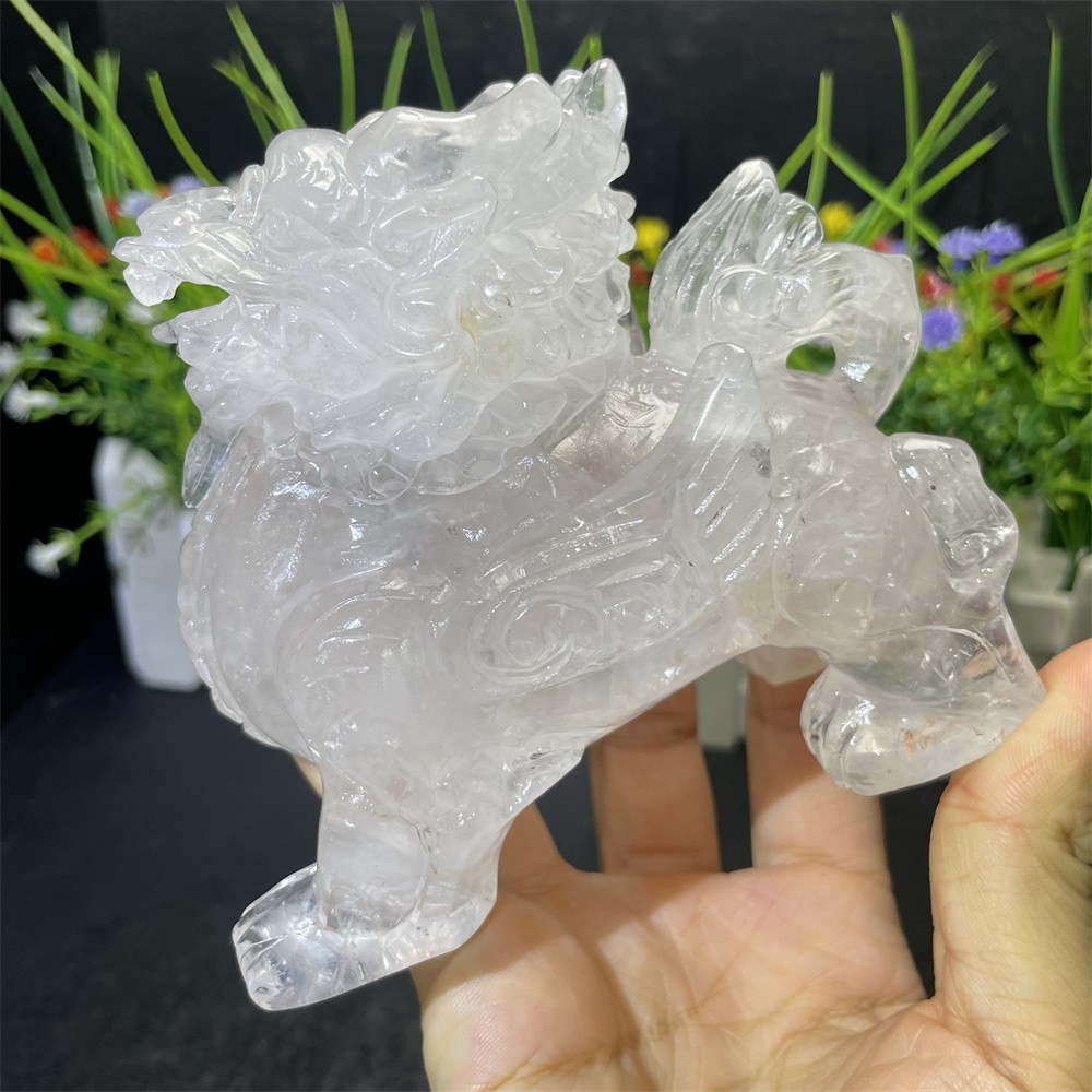 1.1LB 3.9″ Natural A+ Clear Quartz Qilin Crystal Quartz Reiki Gift Mineral Decor