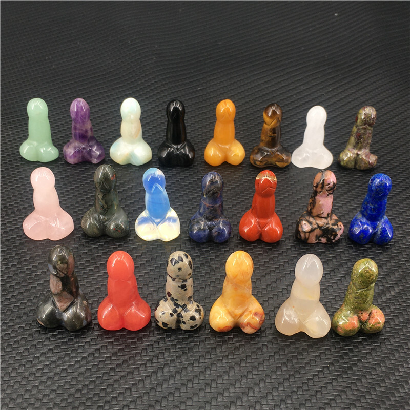 Wholesale Natural mix quartz mini Penis Carved quartz Crystal Massager Wand