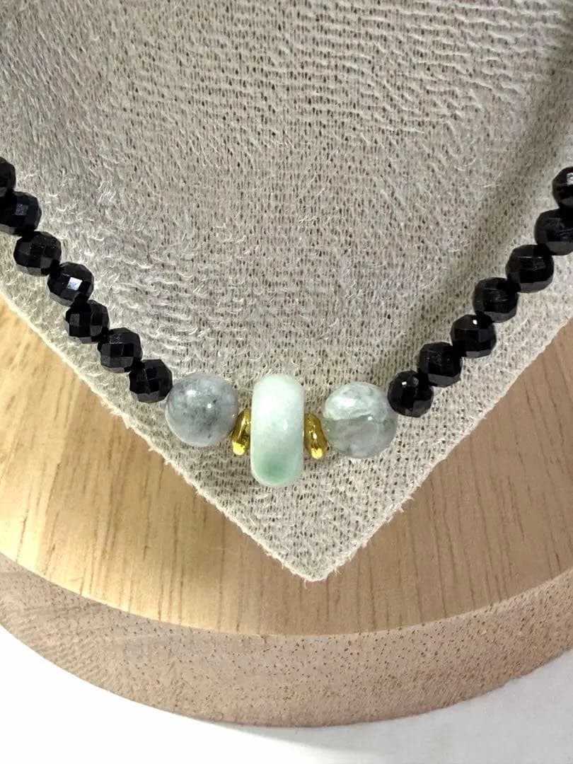 Itoigawa jade black spinel necklace Handmade Green Black Gem Jewelry