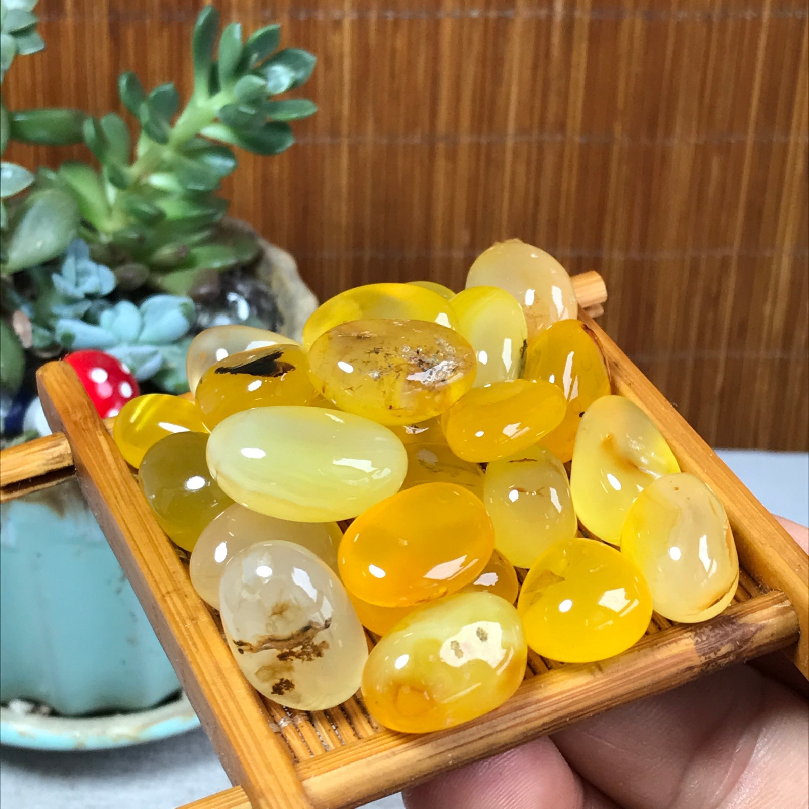 24pcs Natural Yellow agate Crystal gemstone Polish Mineral Specimen 93g A6848