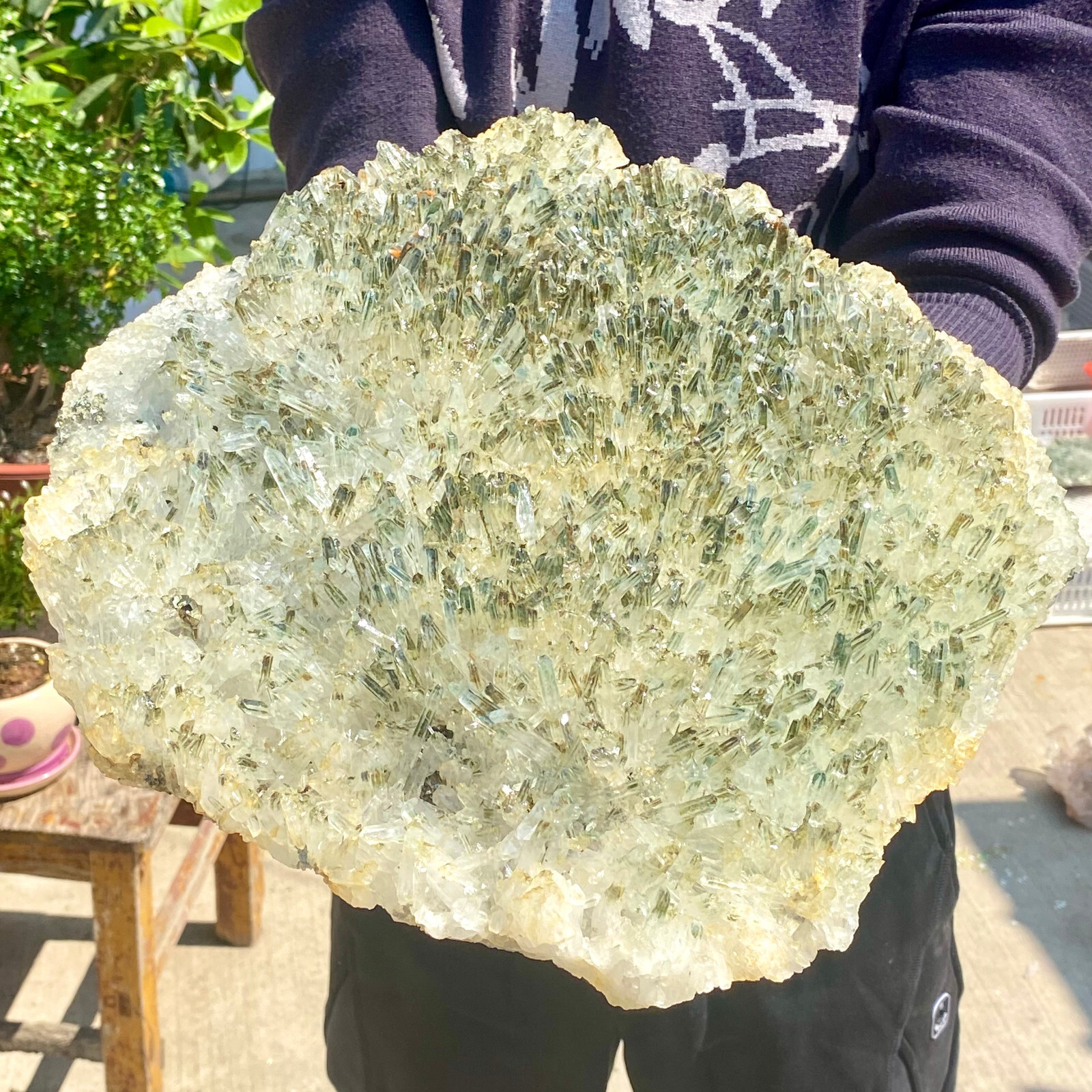 15.2LB Natural Himalaya Quartz Crystal Cluster Green Ghost Clear Quartz Cluster