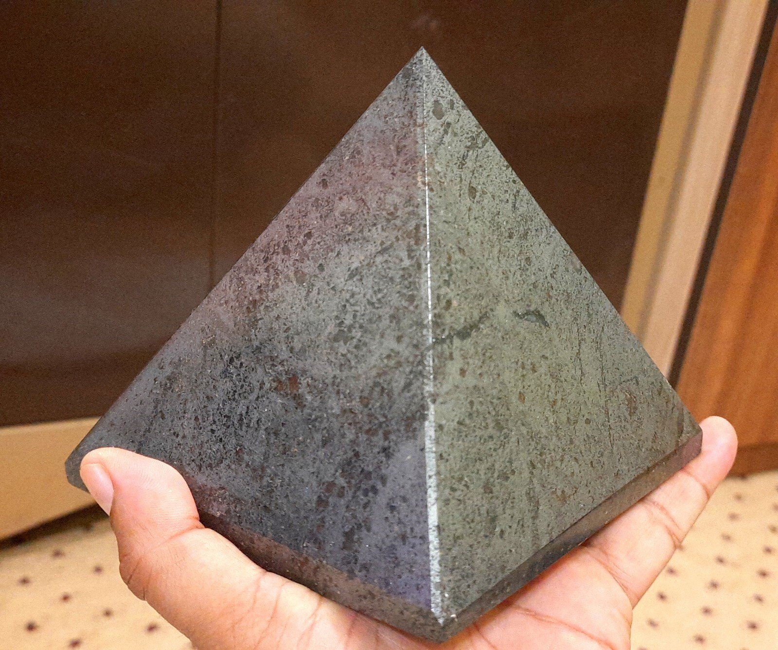 Big Hematite Pyramid 5 inches Positive Energy Chakra Balancing Pyramid Stability