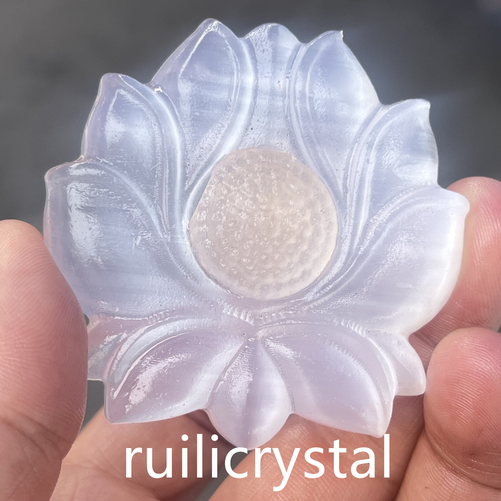 3 ” Natural Gypsum Quartz Hand Carved flower Skull Crystal Healing 1pc